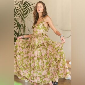 ADORA Ruffled Tiered Scoop Neck Cami Dress